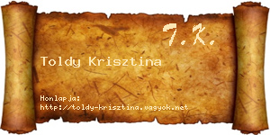 Toldy Krisztina névjegykártya